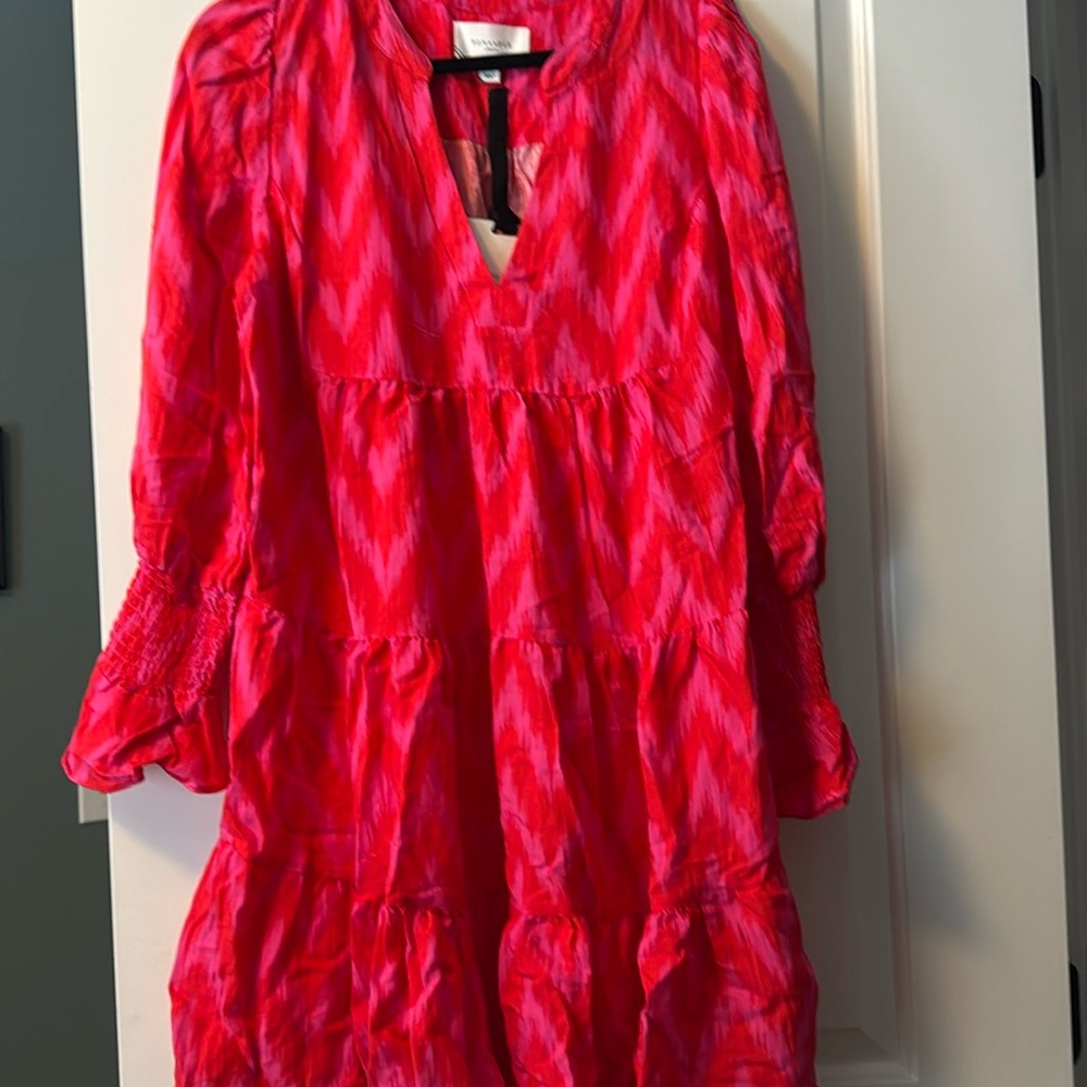 NWT Figure flattering red and pink, swing dress
